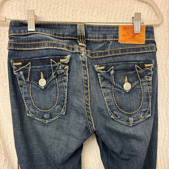 True Religion Flares Low Rise Size 26 Y2K Denim Jeans - Picture 6 of 11